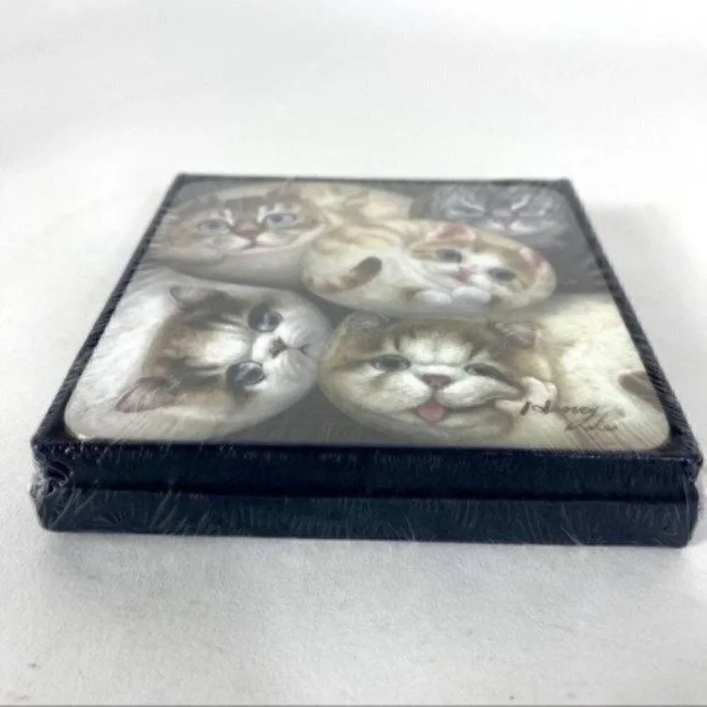 Henry Cats & Friends Cat Coaster ( Set Of 4 ) By Artist Henry Lee Whimsical Gift